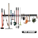 YueTong 68' All Metal Garden Tool Organizer,Adjustable Garage Wall Organizers and Storage,Heavy Duty Wall Mount Holder with Hooks for Broom,Rake,Mop,Shovel(4 Pack)