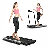 Bifanuo 2 in 1 Folding Treadmill, Smart Walking Running Machine with Bluetooth Audio Speakers, Installation-Free，Under Desk Treadmill for Home/Office Gym Cardio Fitness（Gray）