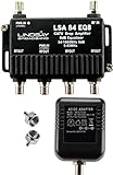 Reliable Cable 4-Port Cable TV/Antenna/HDTV/Internet Digital Signal Amplifier/Booster/Splitter/Equalizer with Passive Return, F59 Terminators (Lindsay LSA84-EQ8)