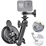 Super Ø90mm Adjustable Dual-Ball Head Action Camera Camcorder Phone Dashcam Suction Cup Race Car Mount Vehicle Cab Cockpit Windscreen Window Holder for GoPro Sony iPhone Hi-Speed Time Lapse Vlogging