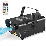Sunolga Halloween Fog Machine, 6 Stage LED Lights with 12 Colors, 500W Wireless Remote Control Portable Smoke Machine, with Fuse Protection, for Holidays Parties Weddings Stage Club Bar, Black