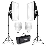 Tocoan Softbox Photography Lighting Kit, 27 x 20 inches Photo Studio Equipment & Continuous Lighting System with 40W 8000K LED Bulbs Professional Studio Lighting