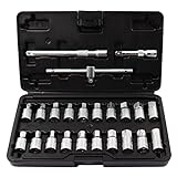 BILITOOLS 23-Piece Drain Plug Socket Set, 3/8' Drive Oil Drain Plug Key for Back Axle, Differential, Gearboxe & Engine Oil Sump