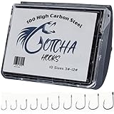 The Ultimate Fishing Companion - Gotcha Hooks High Carbon Steel Fish Hooks, Where Strength Meets Compassion! 100 Pack, Sizes #3-12