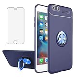 Asuwish Phone Case for iPhone 6plus 6splus 6/6s Plus with Tempered Glass Screen Protector Cover and Ring Holder Kickstand Cell Accessories iPhone6 6+ iPhone6s i6 6s+ i 6P 6a S Six iPhone6splus Blue