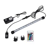 MQ 12 in Submersible LED Aquarium Light, 2W Color Changing Fish Tank Light with Remote Control, IP68 Crystal Glass 12 LEDs Lights Bar, for Fish Tank 15-20 inch