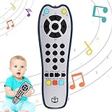 LKNUIYIE Kids Realistic TV Remote Control with Soft Light and Sound, Early Educational Learning Remote Toy with 3 Different Language, Musical Remote Toy for 6 Months+ Toddlers Boys or Girls