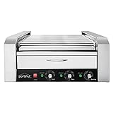 PartyHut 30 Hot Dog Roller Warmer Grill Cooker Machine, Commercial Grade, (with Bun Warmer Drawer, 11 Non-Stick Rollers, 30 Hot Dog Sausage Grill Cooker, and Removable Stainless Steel Drip Tray)