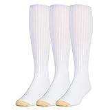 Gold Toe Men's Cotton Over-The-Calf Athletic Socks (3-Pack), White, 10-13 (Shoe Size 6-12.5)