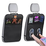 lebogner Back Seat Cover For Kids + 3 Pocket Storage Organizer, 2 Pack X-Large Waterproof Kick Mats Backseat Protector, Car Seat Back Protectors For Vehicles To Protect From Dirt, Mud & Scratches