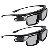 NexiGo DLP Link 3D Glasses, Rechargeable 3D Active Shutter Glasses Compatible Aurora, Aurora Pro (Black - 2Pack)