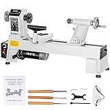 CXRCY 12' x 18' Wood Lathe, Benchtop Wood Lathe Machine 3/4 HP Infinitely Variable Speed 650-3800 RPM with Goggle & 3 Chisels for Woodworking, Woodturning