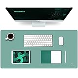 K KNODEL Desk Mat, Mouse Pad, Desk Pad, Waterproof Desk Mat for Desktop, Leather Desk Pad for Keyboard and Mouse, Desk Pad Protector for Office and Home (Green, 31.5' x 15.7')