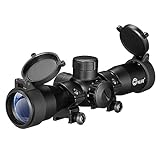 CVLIFE 4x32 Crossbow Scope, Red Green Illuminated Compact Crossbow Scopes for Hunting 20-100 Yards, Circles and Rangefinder Etched Glass Reticle Optic, Free 20mm Mounts
