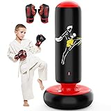 QPAU Larger Stable Punching Bag for Kids, Tall 66 Inch Inflatable Boxing Bag, Gifts for Boys & Girls Age 5-12 for Practicing Karate, Taekwondo, MMA and to Relieve Pent Up Energy in Kids and Adults