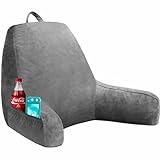 iFaon Reading Back Pillow for Sitting in Bed Adults Kids Standard Size, Memory Foam Filling Back Support Rest Pillows with Arms & Wide Pocket Suitable for Resting, Relaxing, Gaming, Watching TV