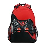 Glaphy Video Game Black Red Backpack School Book Bag Lightweight Laptop Backpack for Boys Girls Kids