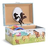 Jewelkeeper Girl's Musical Jewelry Storage Box with Spinning Horse, Barn Design, Home on The Range Tune