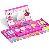 Tomons Kids Makeup Kit for Girl Washable Makeup Kit, Fold Out Makeup Palette with Mirror, Make Up Toy Cosmetic Kit Gifts for Girls - Safety Tested- Non Toxic, Pink