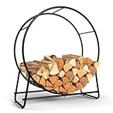 MOFEEZ Log Holder Firewood Rack Wood Storage, Powder-coated Round Tubular Steel, Load up to 175lb, for Porch Patio Indoor-outdoor Use