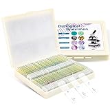100 Prepared Microscope Slides with Specimens for Kids Adults - Bacterium, Fungus, Human Tissues, Mitosis, Plants, Insects, Animals Cells Samples for Biological Science Lab, School Students