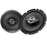 PIONEER TS-A1681F, 4-Way Coaxial Car Audio Speakers, Full Range, Clear Sound Quality, Easy Installation and Enhanced Bass Response, Black and Gold Colored 6.5” Round Speakers
