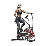 Goplus Air Bike, Fan Exercise Bike with Unlimited Resistance, Clear LCD Display, Tablet Holder, Adjustable Seat and Built-in Wheels, Airdyne Bike for Home Cardio Training