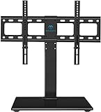 PERLESMITH Universal Swivel TV Stand / Base - Table Top TV Stand for 37-65 inch LCD LED TVs - Height Adjustable TV Mount Stand with Tempered Glass Base, VESA 600x400mm, Holds up to 88lbs, PSTVS13