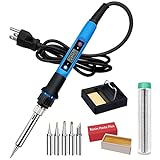 Soldering Iron Kit, 80W 110V Fast Heat up in 10s LCD Digital Adjustable Temperature Soldering Gun Thermostatic Soldering Kit for Electronic