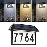 ASOMST Solar Address Sign, Lighted House Numbers Waterproof, 3-Color Lighting Modes LED Illuminated Address Plaque, Wall Mount Address Number for Home