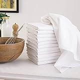 DG Collections Flour Sack Dish Towels, 100% Cotton, Set of 12 (27x27 Inches), Multi-Purpose Vintage Kitchen Towels, Very Soft,Highly Absorbent, Lint Free, Pre-Washed Tea Towels for Embroidery- White