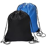 2PCS Drawstring Bags PE Bags Drawstring Gym Bag Black Draw String Bags Drawstring Backpack for Sports, Gym, Travel, Swimming, Beach