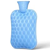 BYXAS Hot Water Bottle for Pain Relief, Hot Water Bag for Back Pain, Heating Pad 2Liter, Non Toxic, Close-Match, Eco, Made in PVC, Bpa Free (Blue)