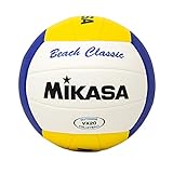Mikasa VX20 Beach Classic Volleyball White, Official Size, Synthetic Material, 3 Color Panel Design, Affordable Price