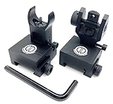Dagger Defense- BUIS Classic Style flip up Iron Sights for Back up Optic Solutions (Crescent, Black)