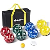 Aivalas Bocce Ball Set, 90mm Bocci Ball Set with 8 Resin Balls, Pallino, Measuring Tape, Carrying Bag, Bocce Balls Game for Outdoor Yard Backyard Lawn Beach(2-8 Players)