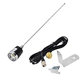 HYS UHF VHF 2meter 70CM 21inches NMO Antenna with NMO Mount 4meter(13.1ft) PL259(UHF Male) RG58 Coax Cable and L Shape Fender Bracket Mount for Trunk Car Mobile Radio Transceiver