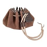 Hide & Drink, Drawstring Tinder Pouch Handmade from Sheepskin and Full Grain Leather, Multipurpose Storage, Outdoor Bag, Hiking & Camping Accessories (Cinnamon)