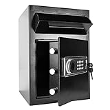 2.5 Cub Security Business Safe and Lock Box with Digital Keypad,Drop Slot Safes with Front Load Drop Box for Money and Mail,Business