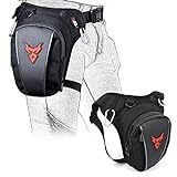 MIGHTYDUTY Motorcycle Waist Drop Leg Bag for Men, Big Capacity Oxford Waist Pack for Motorcycle, Multifunctional Multi-Pocket Thigh Bag for Hiking Climbing Red
