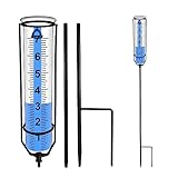 Ammoniakt Rain Gauge - Freeze-Proof Rain Gauge Outdoor with Sturdy Stake, Large Clear Numbers, and Adjustable Height - Stylish and Practical Rain Measuring Tool for Garden, Lawn, Patio, and Farm Use