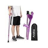 Antdvao Folding Crutch (x1 Unit) Forearm Crutches Anti-Drop Cuff Reduces The Hassle of Picking Up Forearm Crutch，Comfortable Grip and Wear-Resistant, Non-Slip Forearm Crutches (Single Purple)