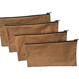 Heavy Duty 16 oz. Canvas Tool Bags with Metal Zippers Multi Purpose Waterproof Smart Storage Pouches Everyday Utility Tool Bags Organizer Best for Handymen Repairmen Woodworker (Khaki)