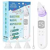 Electric Baby Nasal Aspirator - Rechargeable Baby Nose Sucker Nose Aspirator for Toddler, Automatic Nose Suction with 5 Suction Level, 3 Silicone Tips Music & Light Soothing