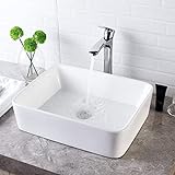 Vessel Sink Rectangle - Lordear 19 Inch Bathroom Sink Rectangular Modern Above Counter Bathroom Sink White 19x15 Inch Porcelain Ceramic Vessel Vanity Sink Art Basin