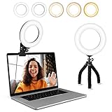 Video Conference Lighting Kit, Ring Light Clip on Laptop Monitor with 5 Dimmable Color & 5 Brightness Level for Webcam Lighting/Zoom Lighting/Remote Working/Self Broadcasting and Live Streaming, etc.