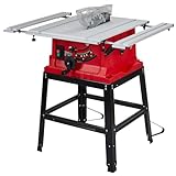 Table Saw, 10 Inch 15A Multifunctional Saw with Stand & Push Stick for Jobside, 90° Cross Cut & 0-45° Bevel Cut, Cutting Speed Up to 5000RPM, Adjustable Blade Height, Ideal for Woodworking
