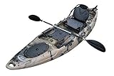 BKC UH-RA220 11.5 foot Angler Sit On Top Fishing Kayak with Paddles and Upright Chair and Rudder System Included