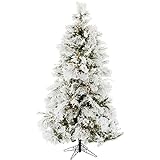 Fraser Hill Farm 12-Ft. Pre-Lit Snow Flocked Snowy Pine Artificial Christmas Tree with Smart String Lights | Full Silhouette Realistic Foliage | Stand Included | Decor | FFSN012-3SN
