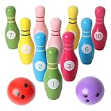 SHIERDU Color Wooden Digital Bowling Toy, Suitable for Indoor and Outdoor Sports Games for Toddlers, Children and Adults, Gifts for Boys and Girls Over 3 Years Old